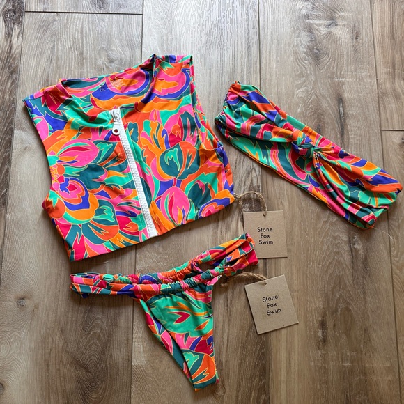 🆕 3pc Free People X Stone Fox Swim Maise & Lele Bikini Tops W/ Rio Bottom - Picture 1 of 7
